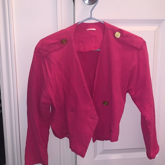 Vintage fuchsia pink blazer and short set - Picture 6 of 10